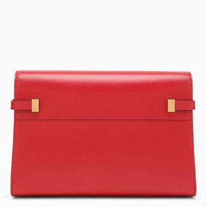 SAINT LAURENT Red Leather Handbag with Interlocking Closure and Gold-Tone Hardware