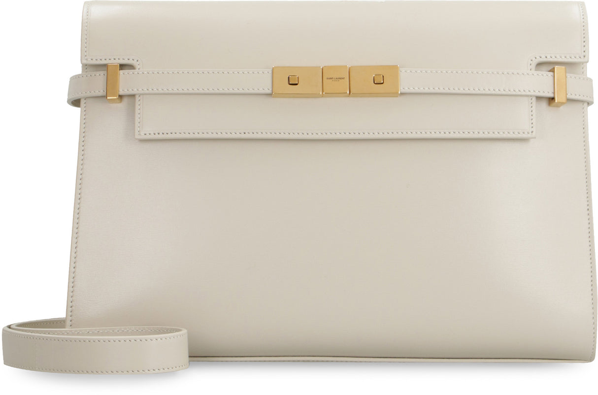SAINT LAURENT Luxurious Cream Leather Handbag for Sophisticated Women