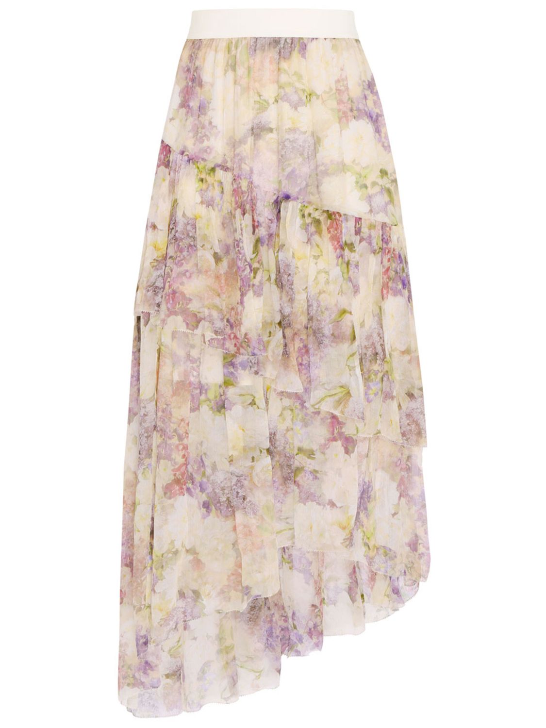 ZIMMERMANN Dreamy Floral Asymmetric Skirt - High-Waisted with Stretch Waistband