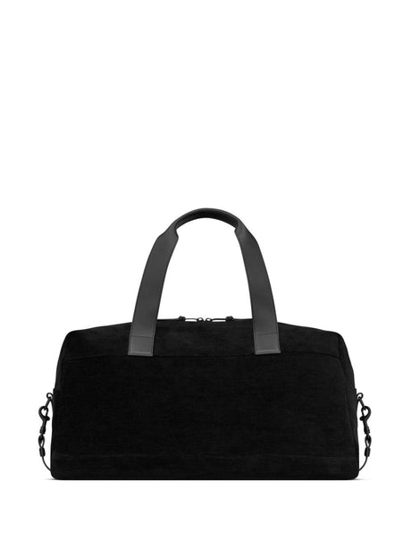 SAINT LAURENT Large Black Leather Duffle Handbag for Men