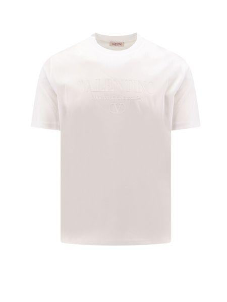 VALENTINO GARAVANI Men's White Valentino Print Crewneck T-Shirt