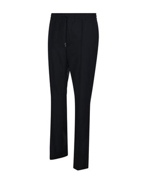 VALENTINO GARAVANI Black Wool Mohair Pants with Elastic Waistband and Concealed Zip Closure