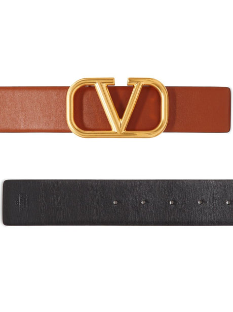 VALENTINO Signature Anthracite Leather Belt 40mm