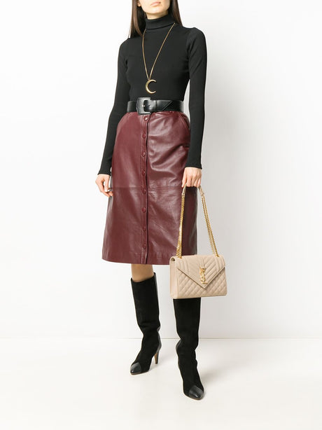 SAINT LAURENT Women's Medium Envelope Calfskin Leather Handbag in Beige for SS24
