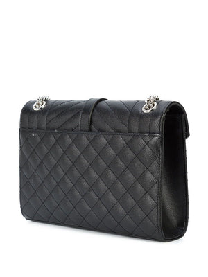 SAINT LAURENT Black Leather Envelope Shoulder Handbag for Women - SS24