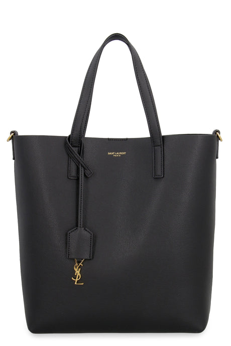 SAINT LAURENT Trendy Shopping Bag for the Modern Woman - Black Calfskin, Adjustable Strap and Luxury Charm