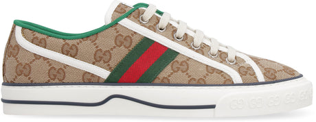 GUCCI Beige Low-Top Sneakers for Women with Iconic GG Logo and Contrasting Trimmings