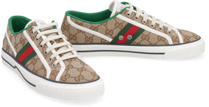 GUCCI Beige Low-Top Sneakers for Women with Iconic GG Logo and Contrasting Trimmings