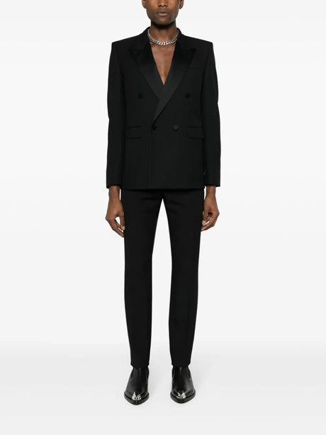 SAINT LAURENT Tailored Slim Fit Trousers for Men, Black Color, SS24 Season