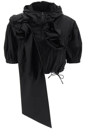 SIMONE ROCHA Black Cropped Jacket with Rose Detailing