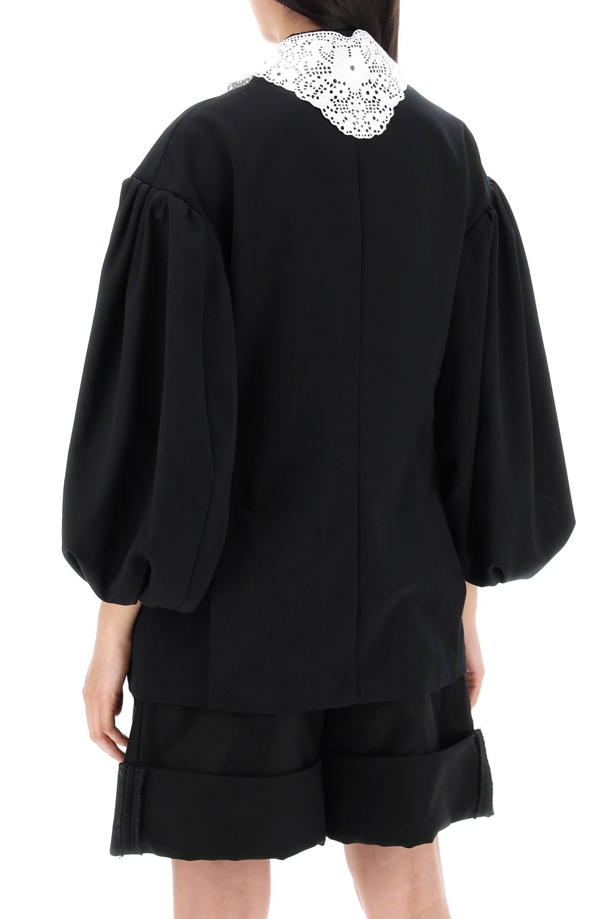 超大尺寸蕾絲外套-女性羊毛混紡外套，SS24