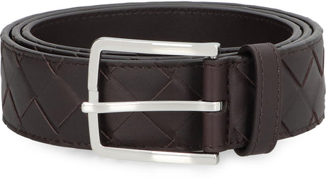 BOTTEGA VENETA Intrecciato Leather Belt - Men's Green Belt for FW22