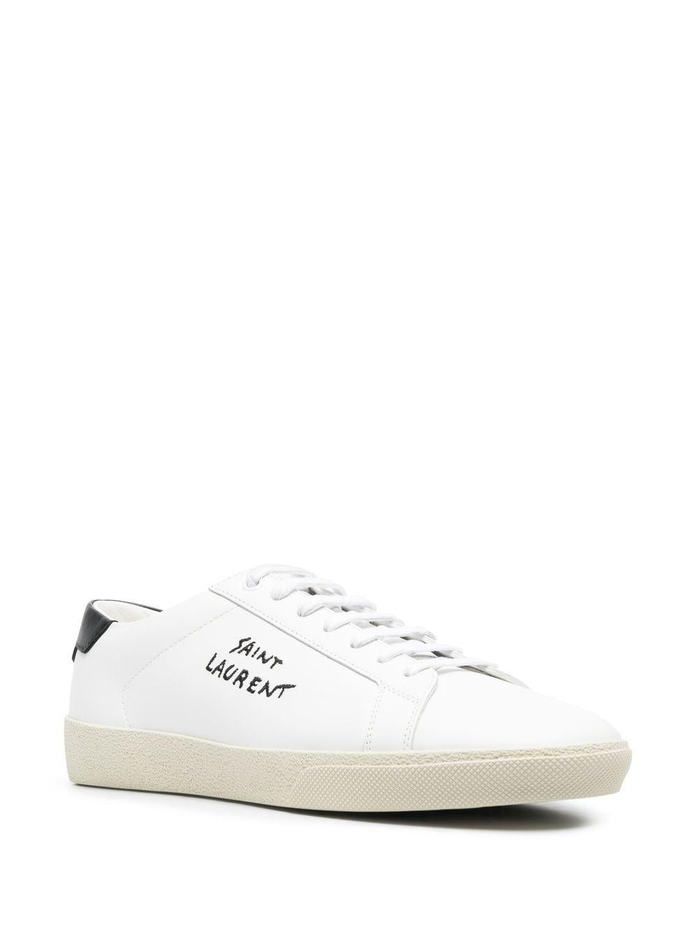 男士白色帆布鞋 - Saint Laurent字样，橡胶底