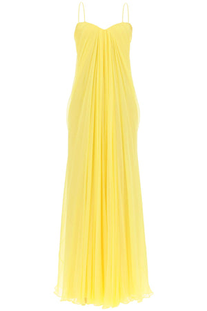ALEXANDER MCQUEEN Yellow Silk Chiffon Bustier Gown in Column Silhouette for Women