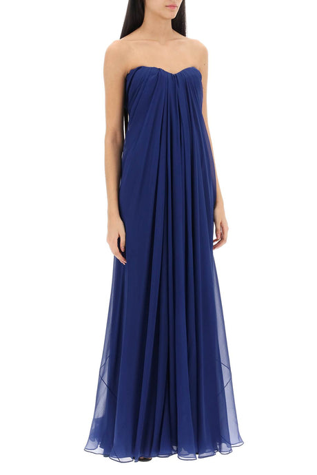 ALEXANDER MCQUEEN Blue Silk Chiffon Bustier Gown - SS24