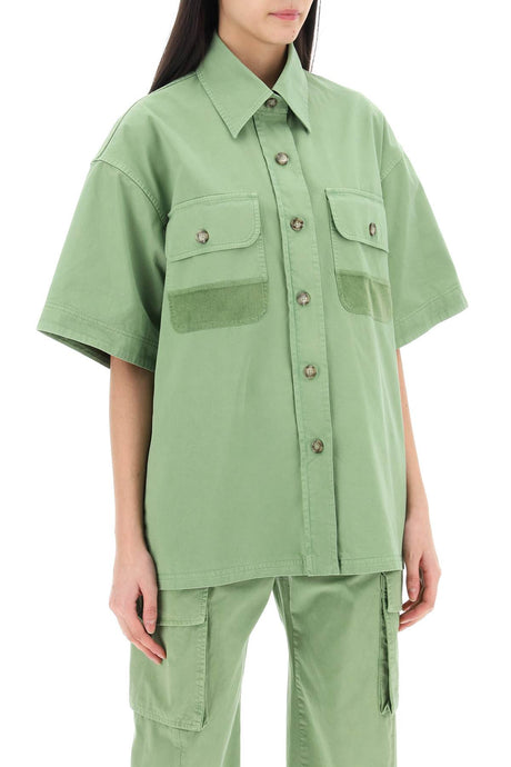 STELLA MCCARTNEY Organic Cotton Utility Shirt in Green for Women | SS24 Collection