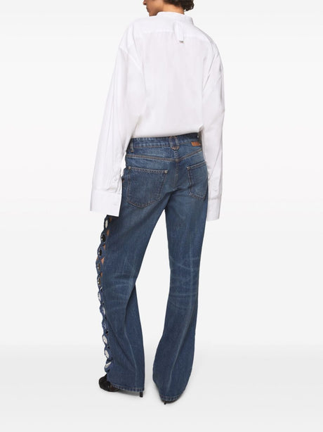女士白色純棉平衡口袋衫-SS24系列