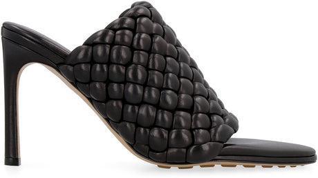 BOTTEGA VENETA Black Almond Toe Stiletto Heel Sandals for Women