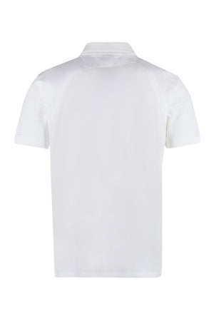 男士白色自然邊條紋標誌短袖Polo衫