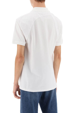 男士白色自然邊條紋標誌短袖Polo衫