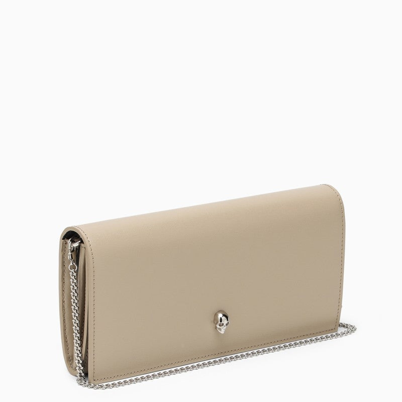 ALEXANDER MCQUEEN Camel Beige Chain Wallet in Leather with Detachable Strap