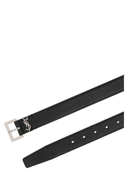 男士黑色皮带-可调节尺寸，银色金属五金-SS24系列