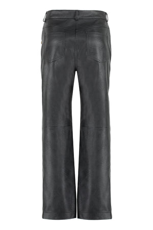 Black Faux Leather Trousers for Women