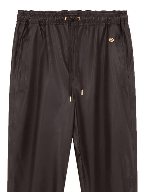 STELLA MCCARTNEY Luxury Chocolate Brown Faux Leather Joggers