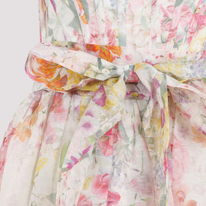 ZIMMERMANN Floral Corset Midi Dress in Linen Silk for Women