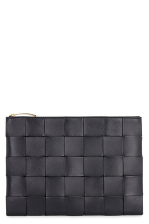 BOTTEGA VENETA Women's Black Lambskin Medium Cassette Clutch Pouch Handbag