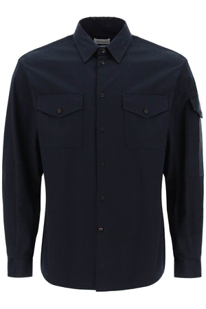 ALEXANDER MCQUEEN Blue Long-Sleeved Shirt with Logo Band on the Sleeve