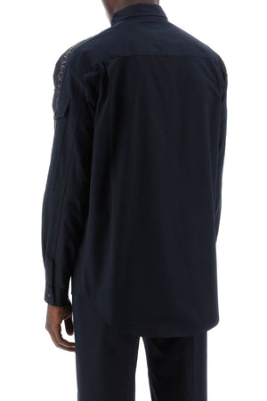 ALEXANDER MCQUEEN Blue Long-Sleeved Shirt with Logo Band on the Sleeve
