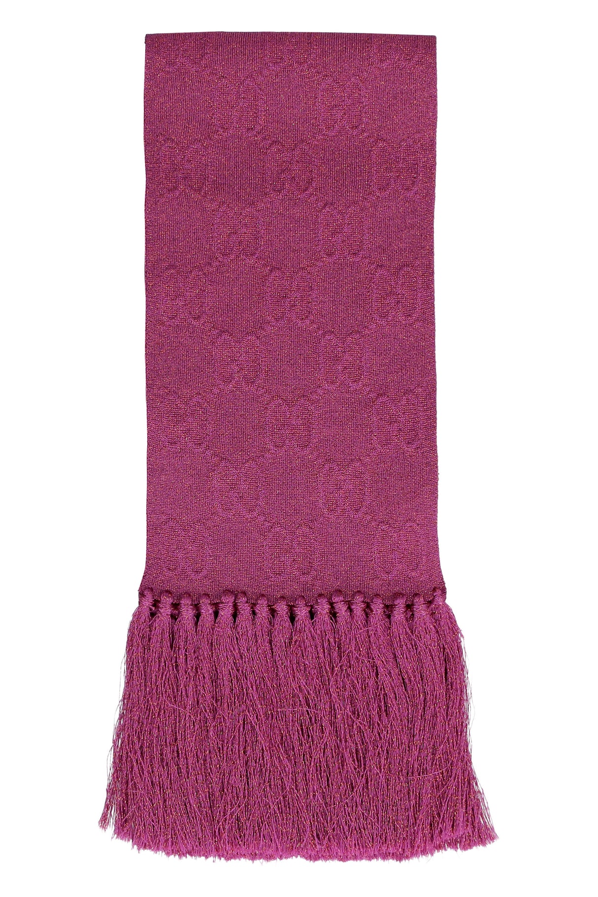 GUCCI Fringed Scarf in Fuchsia with Lurex Threads and Pink Accents