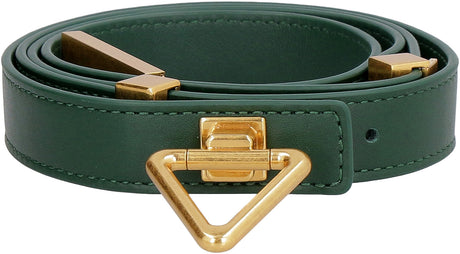 Green Metallic Turn-Lock Belt for Women | 2cm Belt Height, 3.5x3.5cm Buckle Size