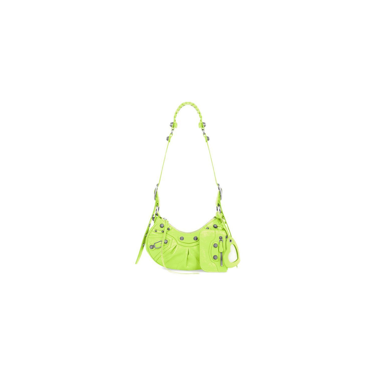 Neon Yellow Crossbody Handbag (in 100% Lambskin Leather) with Detachable Pouch and Mirror