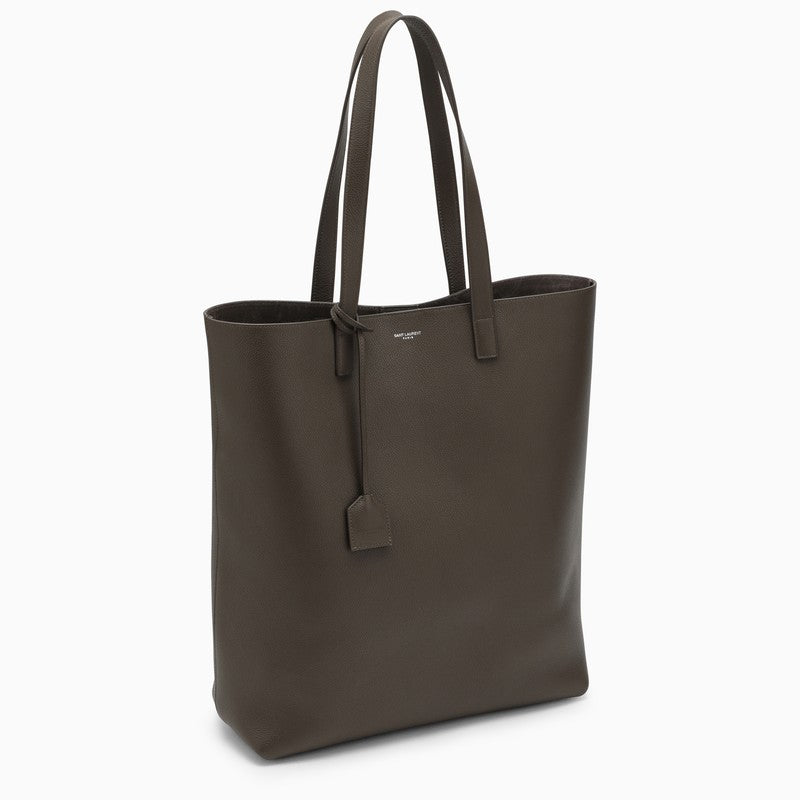 SAINT LAURENT SS23 Khaki Leather Shopping Handbag for Women
