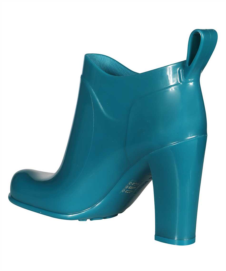 BOTTEGA VENETA Turquoise Shine Rubber Boots - Square Toe Block Heel
