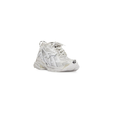 BALENCIAGA White Mesh and Nylon Sneakers with a Worn Out Effect for Women