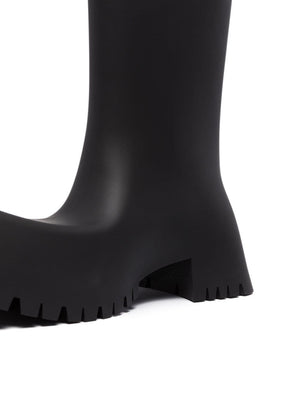 Giày da đen nam Trooper Block-Heel cao su cho mùa thu / Đông 2024