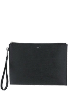 SAINT LAURENT Black Leather iPad Holder for Men - SS23 Collection