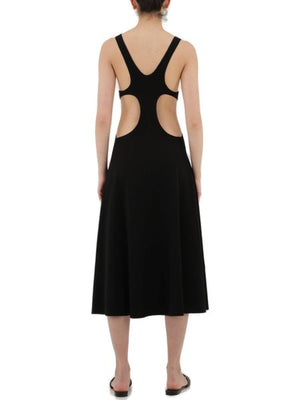 SAINT LAURENT Sleeveless Black Wool A-Line Dress with Cut-Out Details for Women - SS22