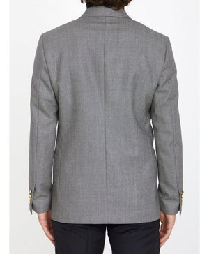 灰色羊毛雙排扣男士外套