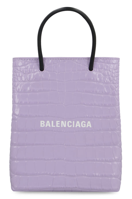 BALENCIAGA Lilac Croco-Print Leather Handbag for Women FW22