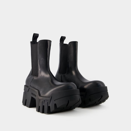 BALENCIAGA Black Matt Smooth Calfskin Bulldozer Boots for Women