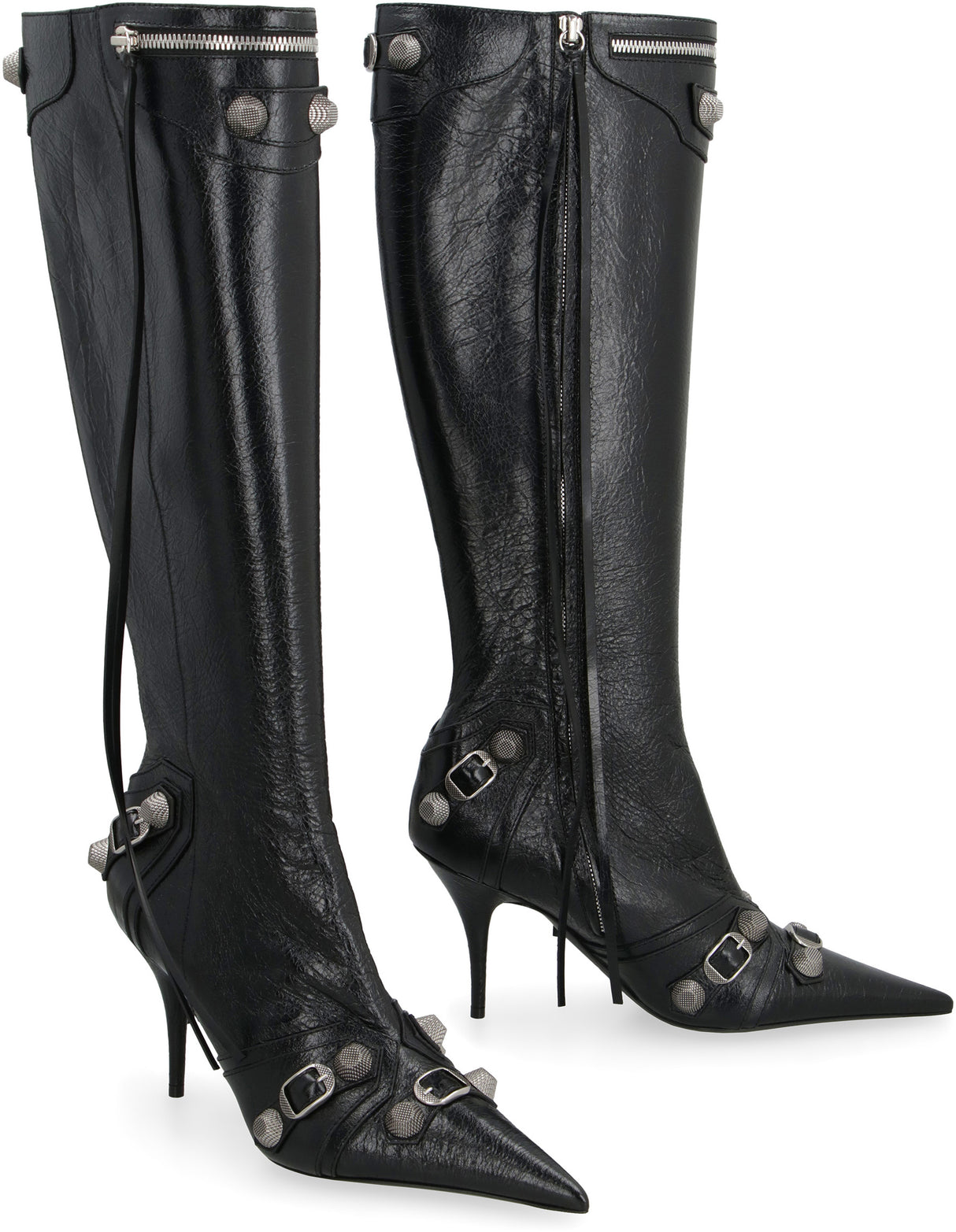 Studded Pointy-Toe Leather Boots with Side Zip by Balenciaga for Women