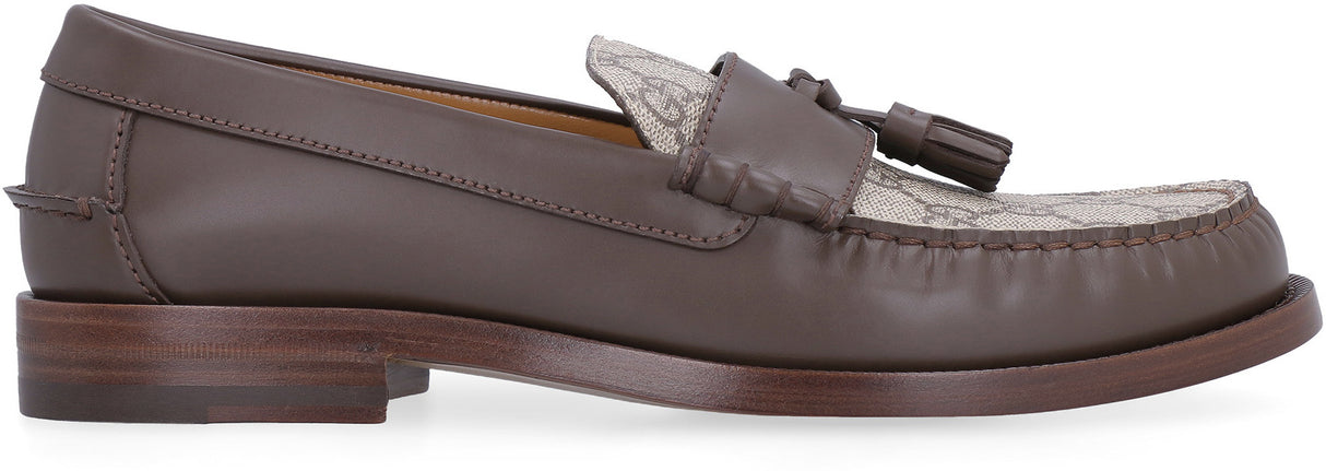 GUCCI Women's Brown Leather Loafers with Tassels for FW22
