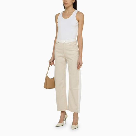 STELLA MCCARTNEY White and Ecru Denim Jeans with Front Zip and Button Fastening for Women
