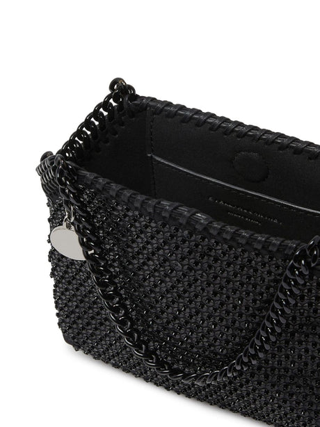 黑色水晶网状链条迷你手提包，磁扣和链条细节