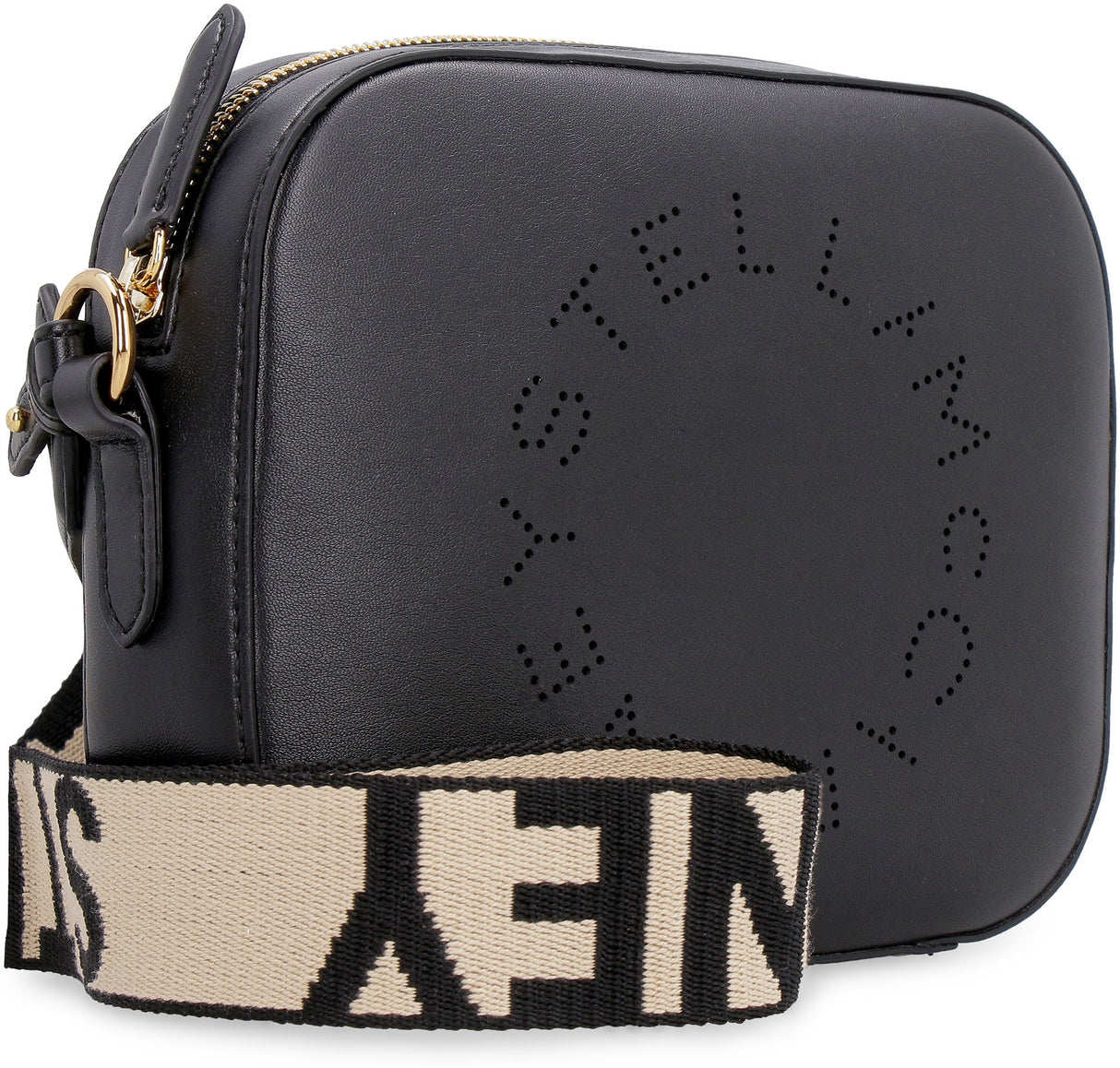 STELLA MCCARTNEY Mini Stella Logo Black Crossbody Camera Bag for Women