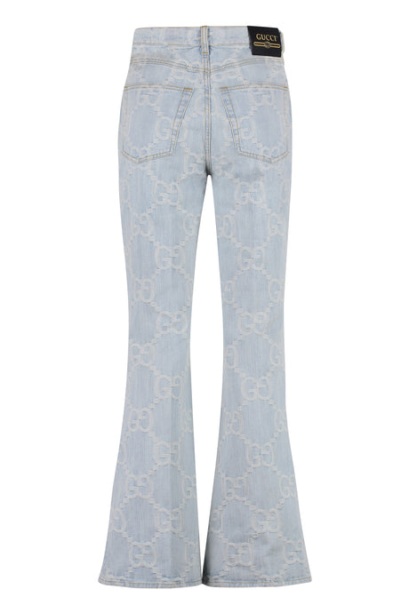 GUCCI Blue Flared Stretch Cotton Jeans for Women